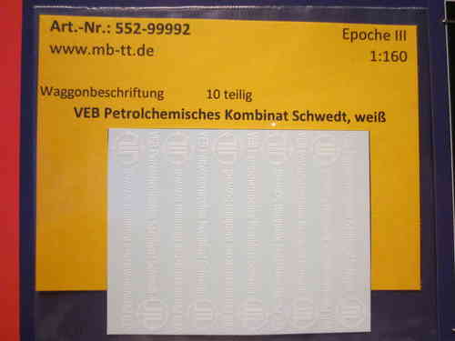 Nassschiebebilder "VEB Petrolchemisches Kombinat Schwedt", weiß, 10 tlg., DR, Ep. III, N