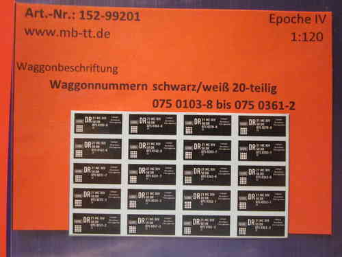 20-tlg. Waggonbeschriftung Kesselwagen 4-achsig Set 1, DR, Ep. IV, TT