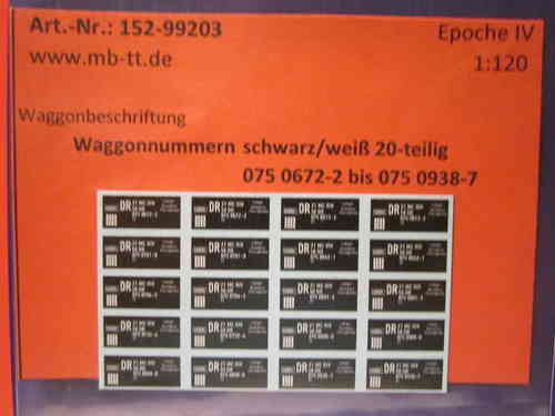 20-tlg. Waggonbeschriftung Kesselwagen 4-achsig Set 3, DR, Ep. IV, TT