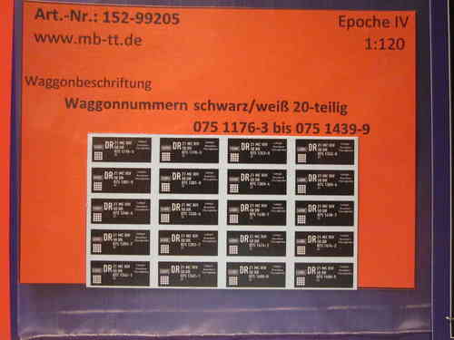 20-tlg. Waggonbeschriftung Kesselwagen 4-achsig Set 5, DR, Ep. IV, TT