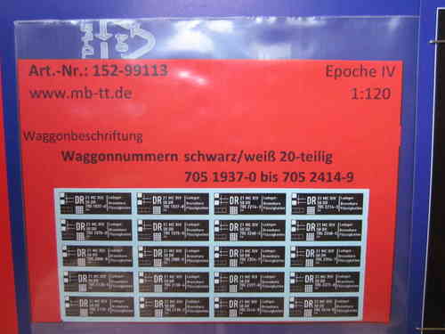 20-tlg. Nummern Kesselwagen 2-achsig Set 3, DR, Ep. IV, TT