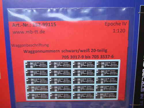 20-tlg. Nummern Kesselwagen 2-achsig Set 5, DR, Ep. IV, TT