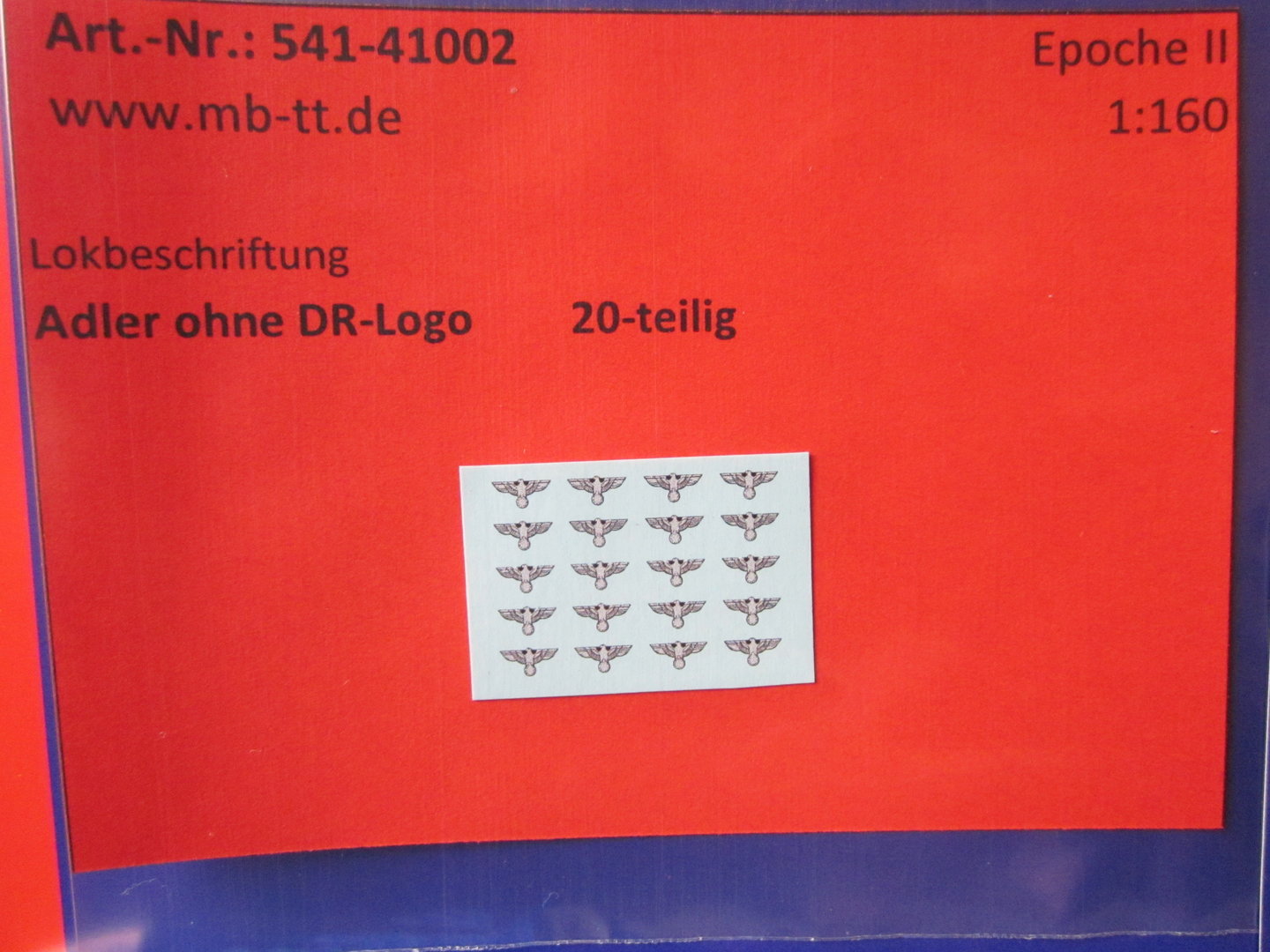 Nassschiebebilder 20 tlg „DRB-Adler ohne DR-Logo“ Ep IIc TT