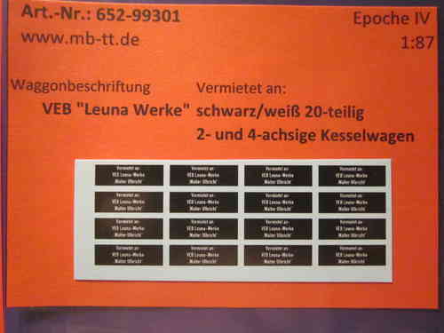20-tlg. Vermietung Kesselwagen Leuna 2- und 4-achsig, DR, Ep. IV, H0