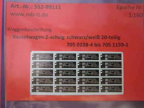 20-tlg. Nummern Kesselwagen 2-achsig Set 1, DR, Ep. IV, N