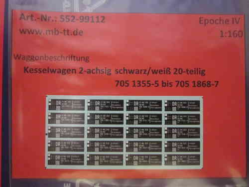 20-tlg. Nummern Kesselwagen 2-achsig Set 2, DR, Ep. IV, N