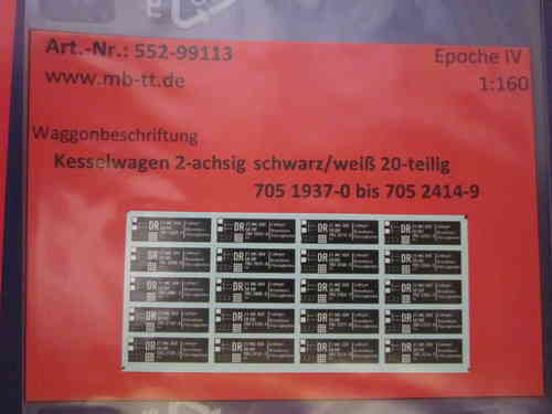 20-tlg. Nummern Kesselwagen 2-achsig Set 3, DR, Ep. IV, N