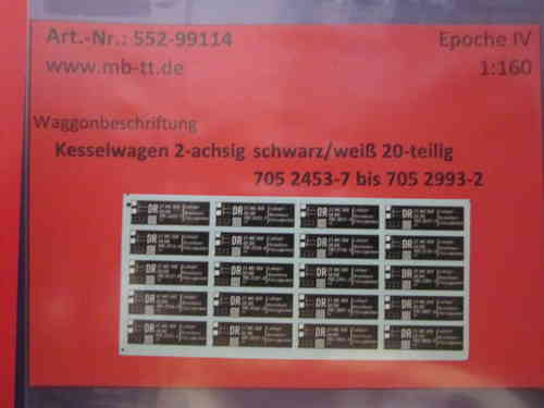 20-tlg. Nummern Kesselwagen 2-achsig Set 4, DR, Ep. IV, N
