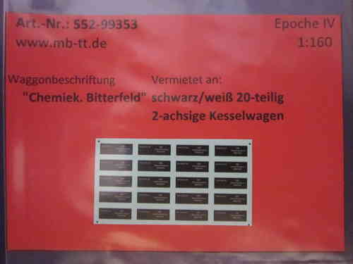 20-tlg. Vermietung Kesselwagen Bitterfeld 2-achsig, DR, Ep. IV, N