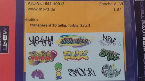 Graffitis auf transparenter Folie 10 tlg, Satz II, Ep. V - VI, H0