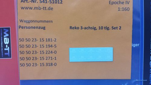 Waggonnummern 10 tlg. Reko (Bage) 3-achsig Set2, DR, Ep.IV, N