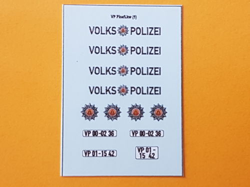Nassschiebebilder 12 tlg. "Volkspolizei" Satz 1 in UV-Technik, Ep. III-IV, H0
