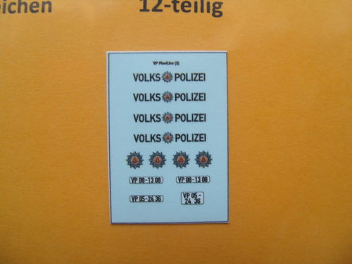 Nassschiebebilder 12 tlg. "Volkspolizei" Satz 2 in UV-Technik, Ep. III-IV, H0