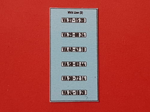 Nassschiebebilder 6 tlg. NVA, Kennzeichen für Lkw, Satz 2, in UV-Technik, Ep.IV ab 1976, N