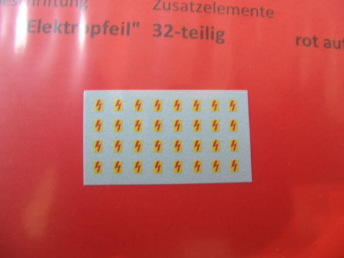 Nassschiebebilder 32-teilig Elektropfeil rot/gelb, Ep. IV, H0