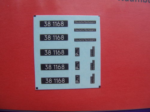Nassschiebebilder 14teilig. für BR 38 1168, UV-Technick, Ep. III, TT
