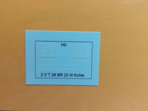 Tenderbeschriftung für 2´2´T 28 Kohletender BR 23.10 DR, UV-Technik, Ep. III, H0