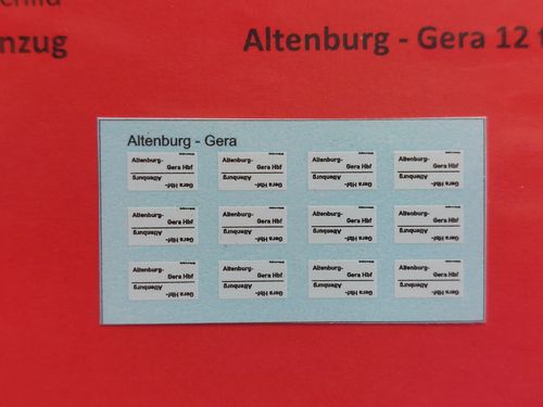 Waggondecal ZLS "Altenburg - Gera" DR, UV-Technik, Ep. III/IV, H0