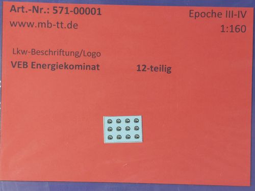 Fahrzeugdecals "VEB Energeikombinat", 12 tlg., UV-Technik, Ep. III/IV, N