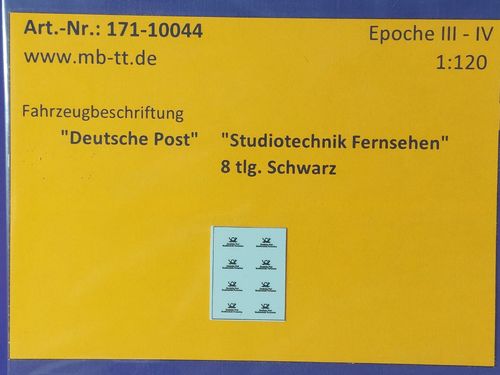 Fahrzeugdecals "Deutsche Post","Studiotechnik Fernsehen",schwarz, 8 tlg., UV-Technik, Ep. III/IV, TT